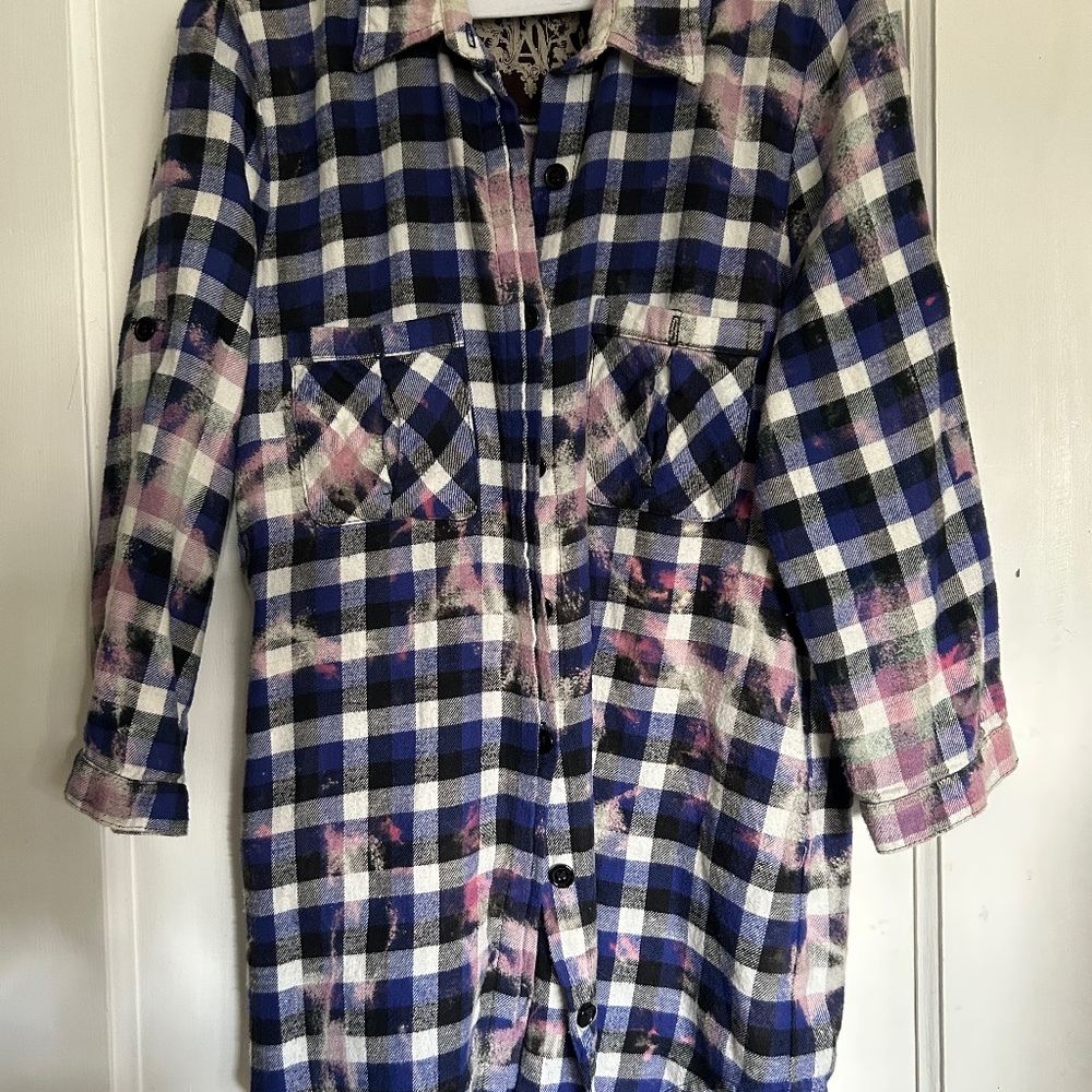 VINTAGE FLANNEL PLAID BUTTON DOWN SHIRT BY JAK, SIZE L